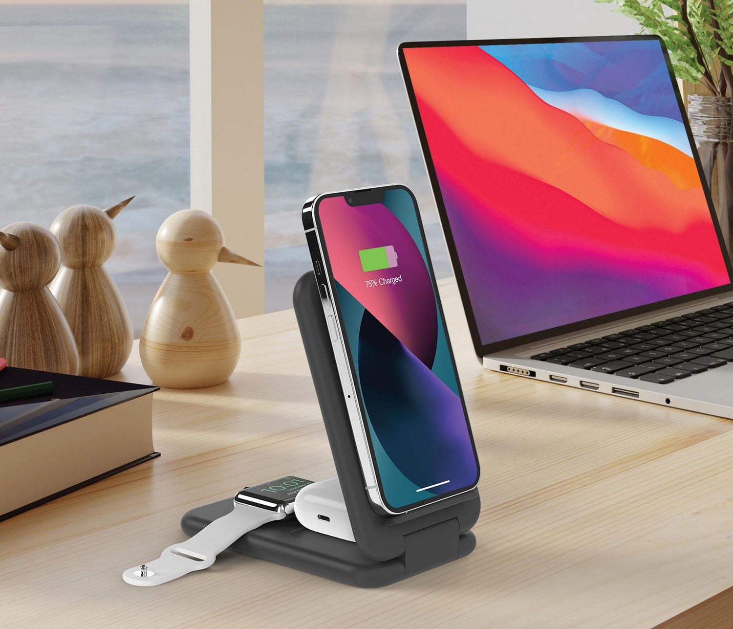 Station de charge rapide sans fil 3 en 1 Merkury Innovations pour iPhone, AirPods et Apple Watch