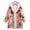 Pink, variant on Women Zip Up Floral Print Sherpa Fleece Lined Hooded Jacket Winter Warm Patchwork Long Sleeve Fuzzy Coat with Pocket