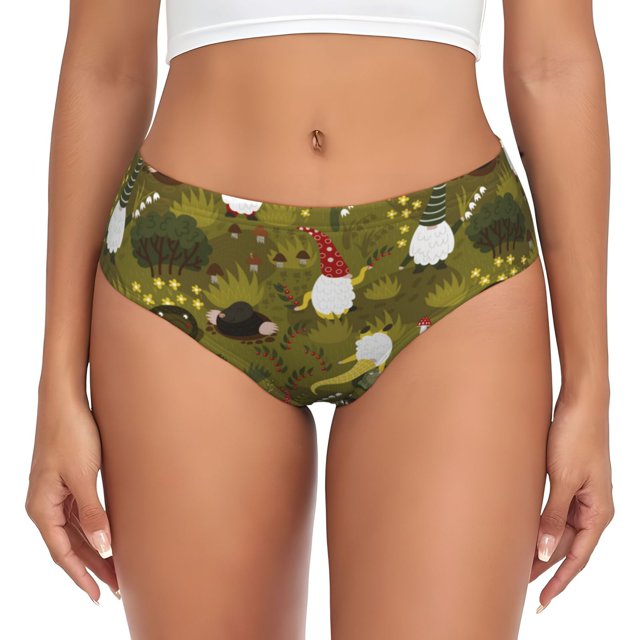 Balery Gnomes Playing in the Garden Ropa Interior de Algodón para Mujer con Dibujo – Braguitas Cómodas y Elásticas, Estilo Clásico-XX-Large
