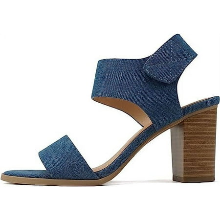 

Soda Wait Women Open Round Toe Chunky Heel Ankle Strap High Heel Dress Sandals