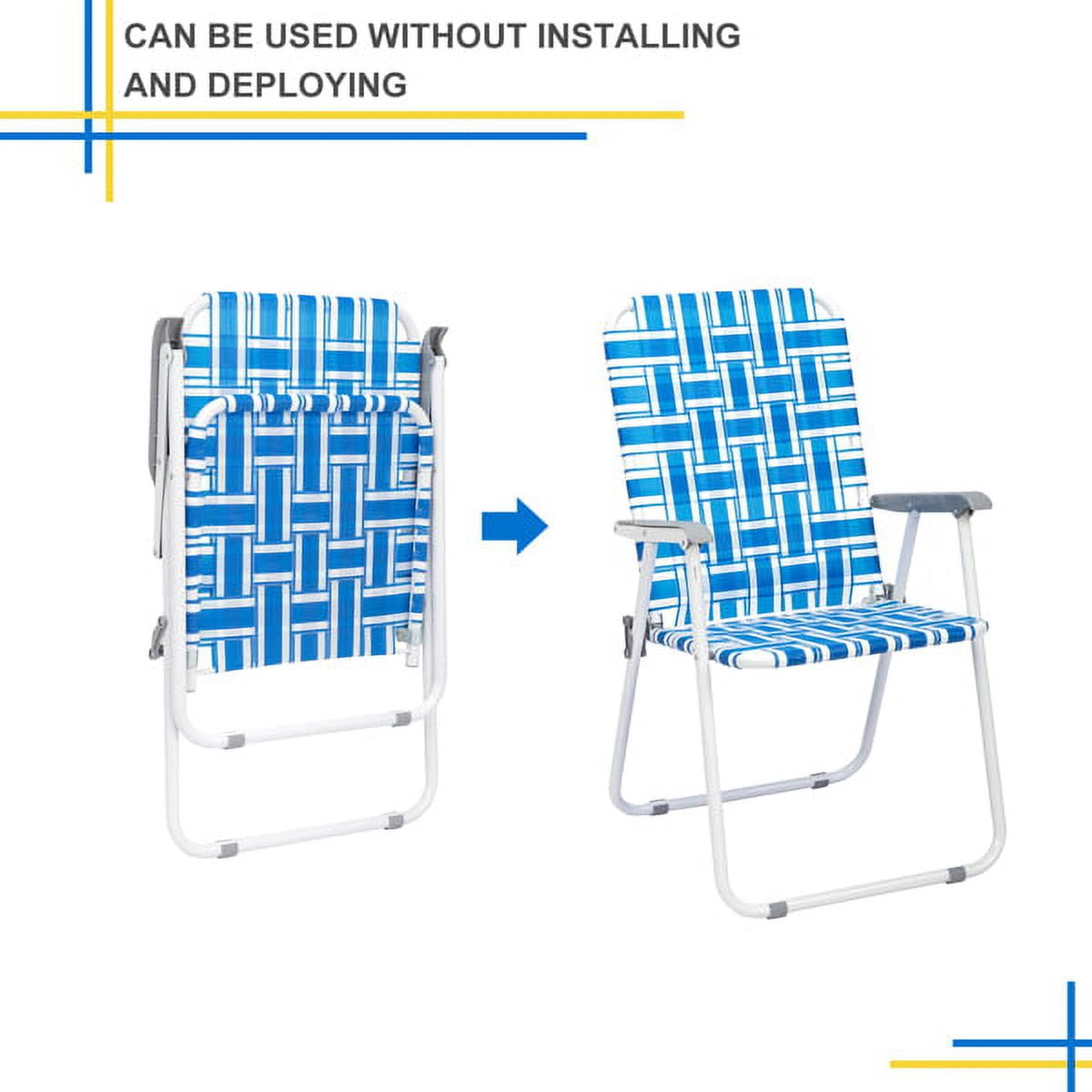Ambifirner 2 PACKS Beach Chairs for Adults Heavy Duty 500 LBS, 5 Position, Portable High Folding Camping Chair with Cup Holder for Outdoor/Lawn/Trip, Foldable Sand Chairs for Adults