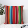 thumbnail image 4 of Wukai Mexican Serape Blanket Stripes Premium Polyester Fleece Pillow Covers with Hidden Zipper Closure,Luxuriously Soft and Durable-20"x20", 4 of 7