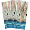 thumbnail image 6 of Watercolor Three Fluffy Rabbits Kitchen Tea Towels Set of 4 Absorbent Hand Dish Towels, Blue Wooden Fence Dishcloths Lint-Free 18x28 Inch Fast Drying for Cooking Baking Home Clean, 6 of 7