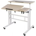 thumbnail image 1 of Soges Bureau d'Ordinateur à Hauteur Réglable Poste de Travail Assis-Debout Bureau Debout Mobile avec Roulettes, Table d'Appoint Debout avec Roulettes, Érable, 1 of 6