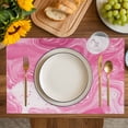 thumbnail image 4 of Pink Marble Placemats Set of 4, Modern Ombre Abstract Fluid Aesthetic Art Placemats for Dining Table, Place Mats for Kitchen Tabletop, Waterproof Wipeable Dining Table Mats Set, 4 of 9