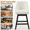 thumbnail image 3 of Firmoz 26" Swivel Bar Stools, PU Leather Upholstered Solid Wood Pub Chairs with Nailhead Trim, White, 3 of 13