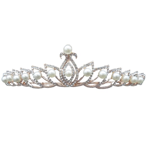 KAKOWELY Corona nupcial de perlas para boda, diadema con diamantes de imitación, corona con joyas, accesorio para novia