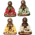 thumbnail image 2 of Stoneage Arts Peaceful Praying Monk Figurine Features Many Symbolic Elements (Green, 7 Inch), 2 of 5