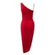 thumbnail image 5 of Falda larga plisada con abertura sexy de color liso para mujer, vestido de noche con un solo hombro, informal, con volantes en el dobladillo., 5 of 5