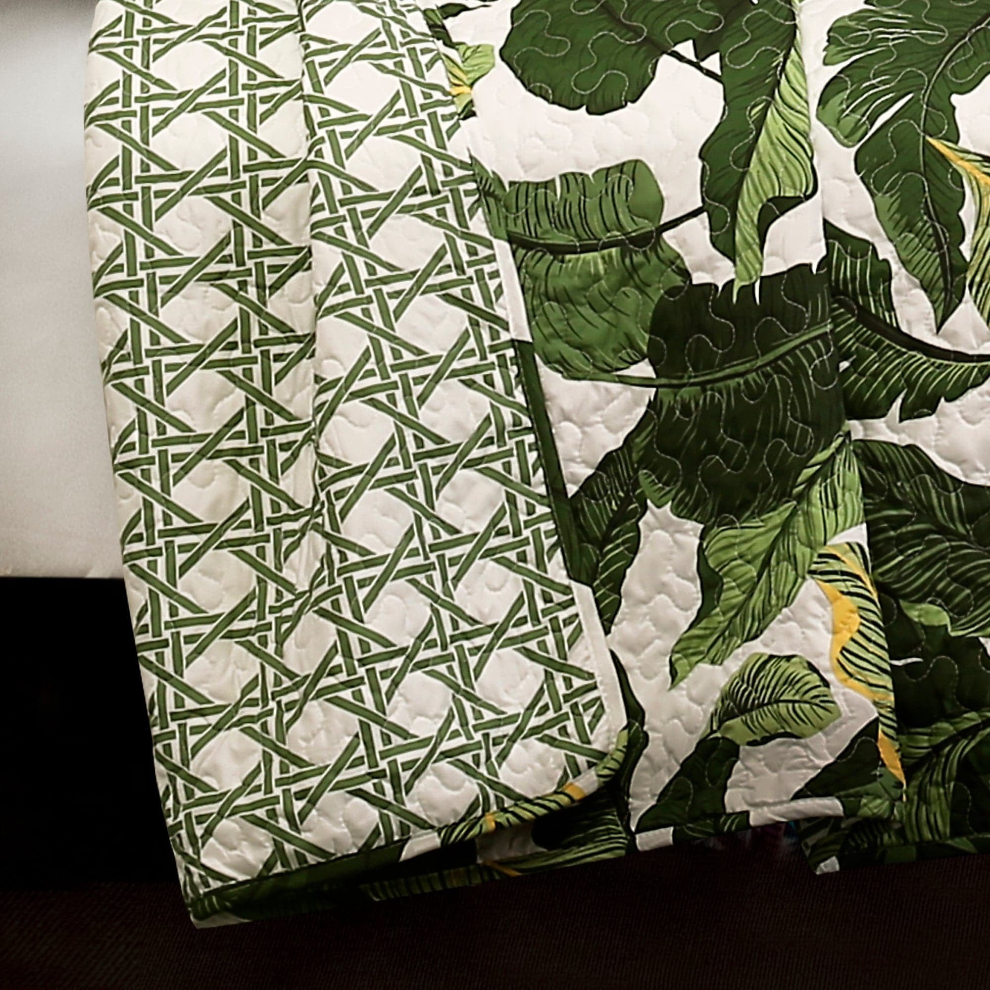 Lush Decor Tropical Paradise Reversible Quilt, King, Green, 5-Pc Set