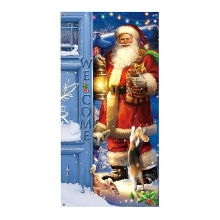 

90x200cm Christmas Santa Door Frame Christmas Background Door Frame Christmas Party Curtain Background Cloth Porch Decoration Party Decorations for Women College Graduation Party Decorations 2022