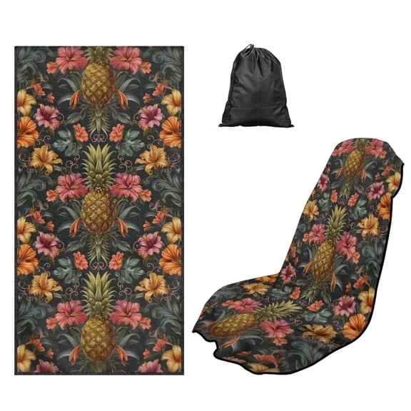 Psesaysky Tropical Pineapple Floral Women Sweating Car Seat Towel Covers Non-Slip Towel Car Seat Covers Front Seats Only After Gym Beach Yoga Workout Activities Auto Accessories