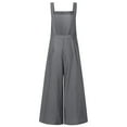 thumbnail image 3 of Women's Sleeveless Overalls Jumpsuit Casual Solid Summer Wide Leg Bib Pants Bottons Wide Leg Jumpsuit Romper With Pockets Long Sleeve Swing Dress for Women Dress Summer Wrap Dresses Summer Short, 3 of 4