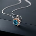 thumbnail image 4 of Gem Stone King 925 Two Tone Sterling Silver London Blue Topaz Pendant Necklace for Women (5.37 Cttw, Gemstone Birthstone, with 18 inch Chain), 4 of 5