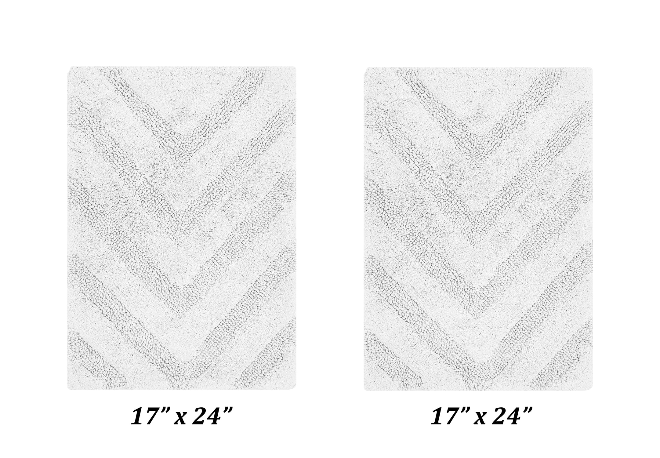 Better Trends 2 Piece Bathroom Rug Set 100% Cotton Extra Soft Tufted Bath Rug Water Absorbent Non-Slip Bath Mat Machine Washable (White) Hugo Collection