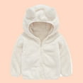 thumbnail image 2 of Verugu Baby Hooded Plush Jacket, Toddler Boys Girls Hoodie Cute Bear Ear Warm Sweatshirt Fall Winter Zip Up Jacket, Infant Baby Teddy Thick Coat White, 6-12 Months, 2 of 6