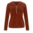 thumbnail image 4 of Blczomt Short Sleeve Womens Spring Tops Brown Trendy Shirts Cute Y2K Women's Blouse,S, 4 of 9