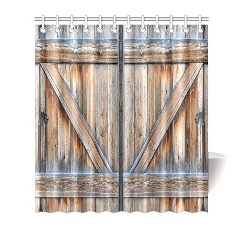 Mypop Vintage Rustic Country Barn Wood, Country Door Shower Curtains