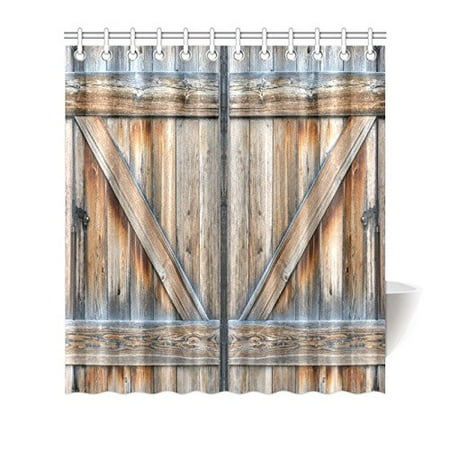 MYPOP Vintage Rustic Country Barn Wood Door Shower Curtain ...