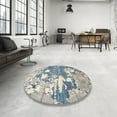 thumbnail image 4 of Ahgly Company Machine Washable Indoor Round Abstract Slate Gray Area Rugs, 3' Round, 4 of 7