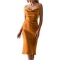 thumbnail image 2 of GHSDFBB Robe Satinée Sans Manches à Bretelles Spaghetti pour Femmes Cocktail Plage Soirée Col Bénitier à Pois Léopard Midi, 2 of 6