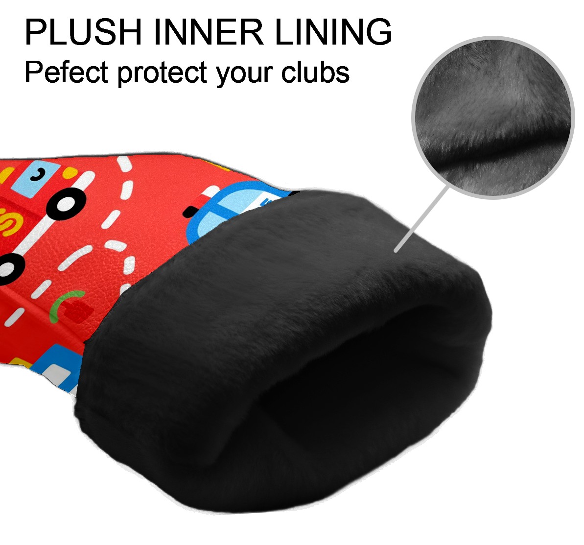 Golf Club Covers, Firefighter Police Car Red Premium PU Leather Driver Hybrid Putter Head Covers with Velvet Lining, Waterproof Golf Gifts for Men Women