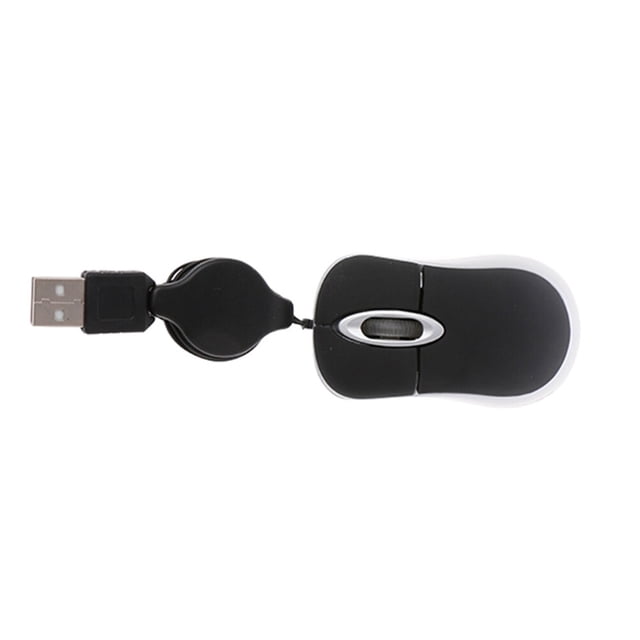2 Pcs Mini Souris Optique Compacte de Voyage Cordon Rétractable Plug and Play pour Windows (Noir)
