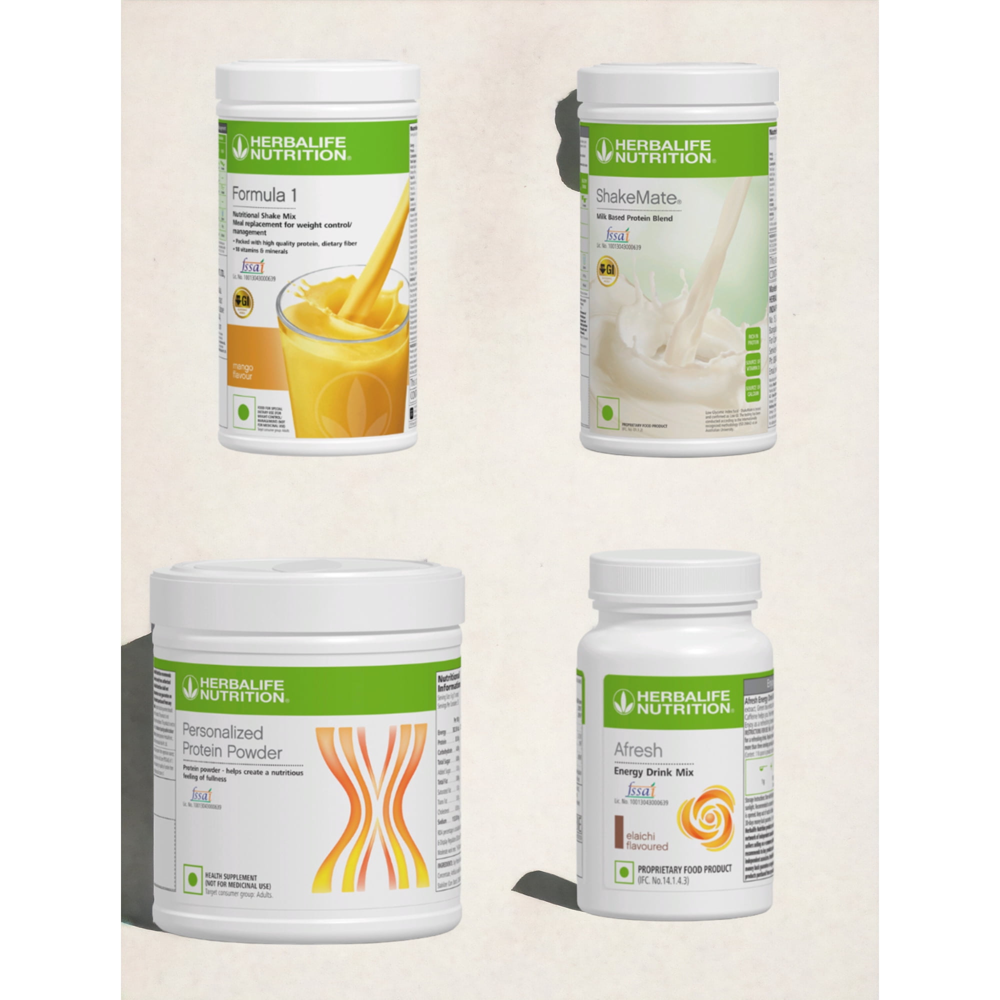 HERBLIFE Nutrition Shake Mix - MANGO WITH SHAKEMATE AND PROTEIN POWDER -200GM AND ELAICHI (PACK OF 4)