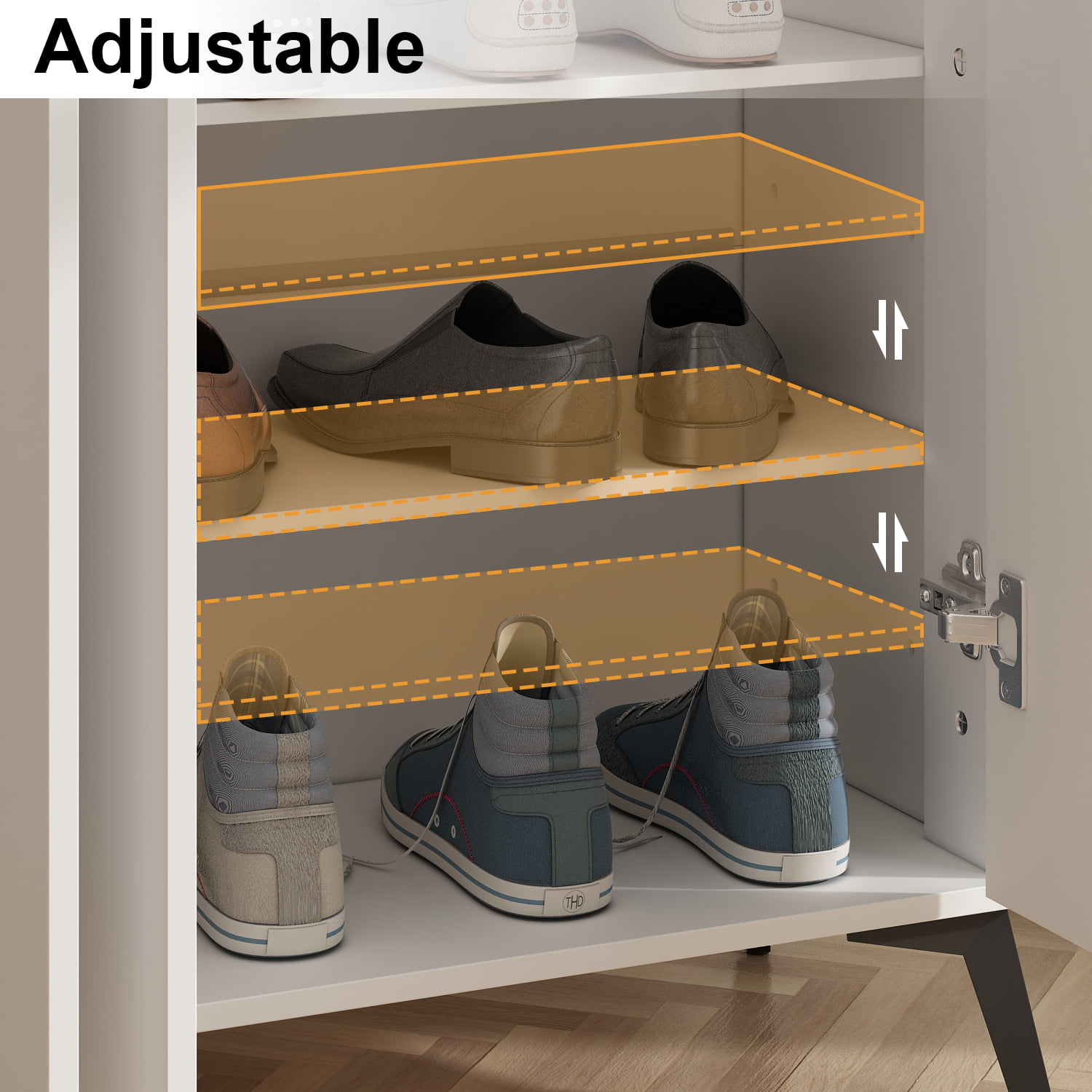 FUFU&GAGA 61-in H 4 Tier 14 Pair White Composite Shoe Cabinet in the Shoe  Storage department at