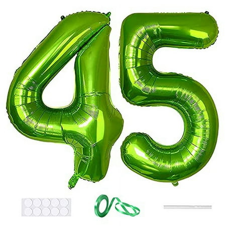 Xihuimay Number 45 Balloons 40 inch Digital Balloon Alphabet 45 Birthday Balloons Digit 45 Helium Balloons Big Balloons for Birthday Party Supplies Wedding Bachelorette Bridal Shower, Green Number 45