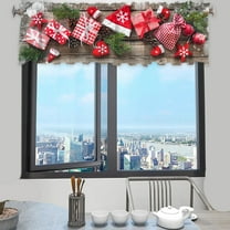kkbbma Under $5 Christmas Window Valance Winter Flowers Window Treatment Merry Christmas Rod Pocket Curtain Valance, Xmas Flower Kitchen Valance for Bathroom Cafe
