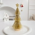 thumbnail image 6 of Slim Christmas Trees Mini Sisal Bottle Brush Trees Small Artificial Christmas Tree with Wooden Base Christmas Pine Decor for Autumn Winter Holiday Home Table Holiday Party Decor(Yellow), 6 of 6