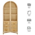 thumbnail image 3 of Jane 71 Inch Tall Arched Natural Rattan Bookshelf in Natural, 3 of 10