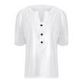thumbnail image 5 of Daznico Women's Henley V-Neck T-Shirt, Button Up Short Sleeve Casual Versatile Everyday Top,M, 5 of 5