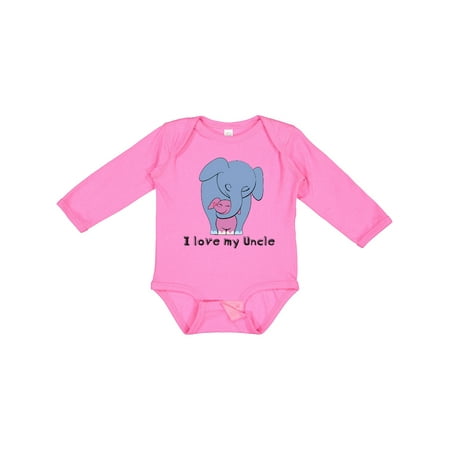 

Inktastic I Love My Uncle Elephant Blue Pink Gift Baby Girl Long Sleeve Bodysuit