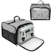 AMQTSLM Toaster Cover with Base for 4 Slice Wide Slot, Toaster Oven Cover Compatible with Cuisinart, Kitchen Small Appliance Cover with Pockets & Visible Window