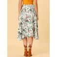 thumbnail image 3 of DARING DIVA Women's Floral Tropical Boho Midi Wrap Skirt S White, 3 of 6