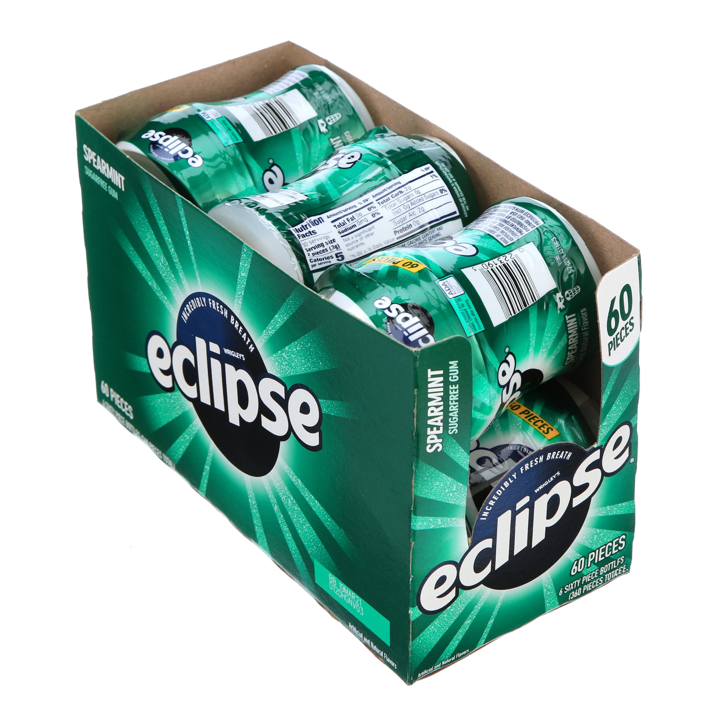 Eclipse Spearmint Sugar Free Bulk Chewing Gum, 60 pc, 6 ct 