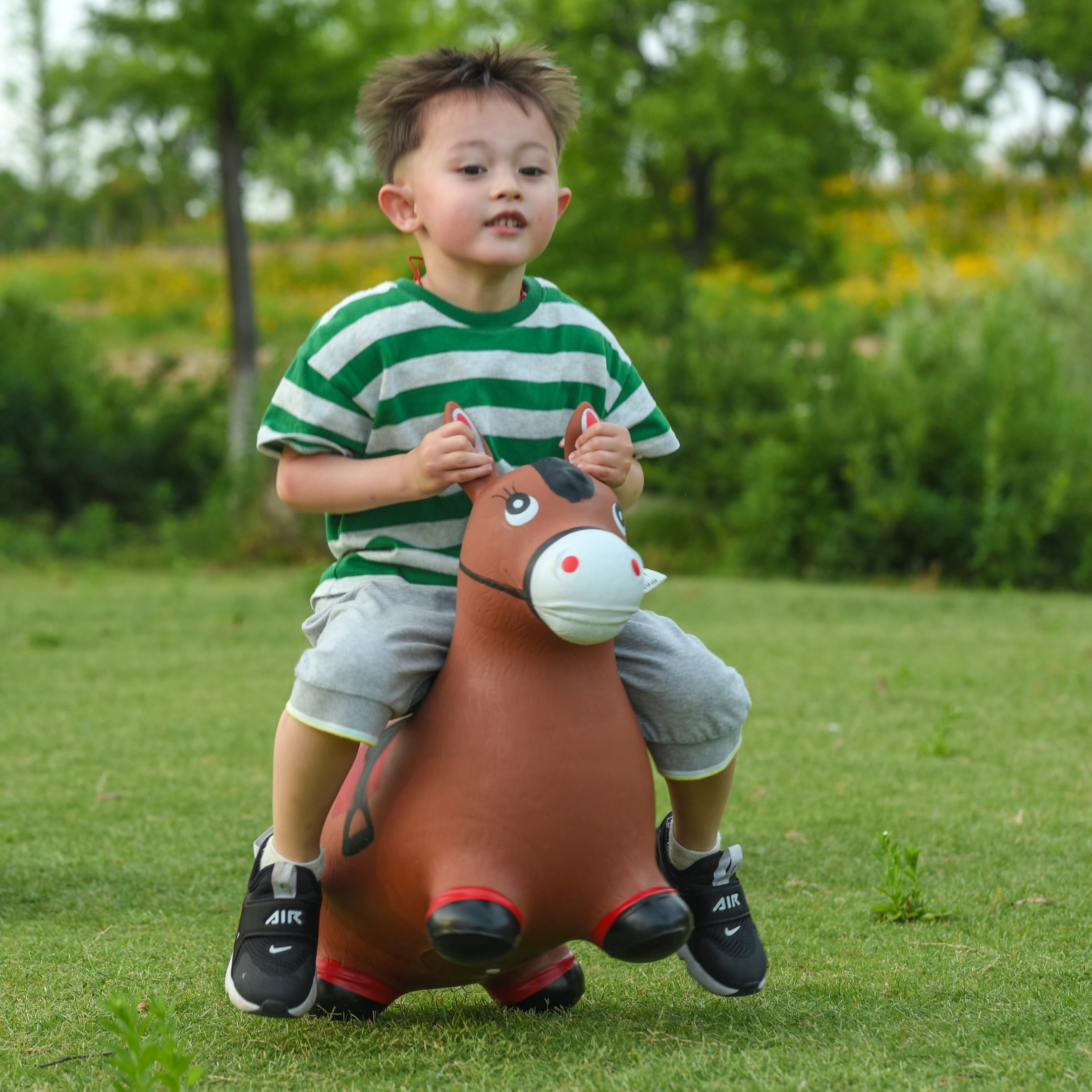 Red Bouncing Hopper Animals Rubber Bouncy Horse for Toddlers Inflatable Farm Hopping//Hoppity Hop Balls Orange Kids//Baby//Infant Riding Toys for Girl and Boy