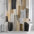 thumbnail image 3 of Abstract Color Block Shower Curtain for Bathroom Decor, Grey Brown Oil Painting Style Geometric Waterproof Fabric Shower Curtain, 60"x72" Set with 12 Hooks, 3 of 9