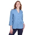 thumbnail image 1 of Ladies' Crown Collectionâ„¢ Stretch Pinpoint Chambray 3/4 Sleeve Blouse DG562W, 1 of 2