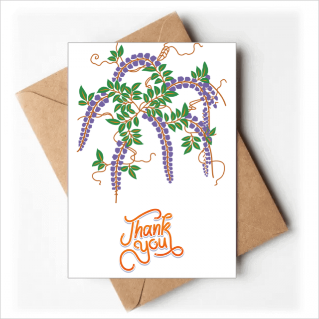 La pintura la cultura japonesa Purple Flower Nota en blanco del sobre de la tarjeta de agradecimiento