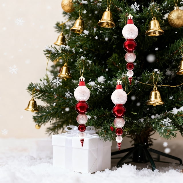 xihome Set de 3 bolas navideñas de plstico de colores con ganchos para colgar, ideales para decorar el rbol, fiestas, bodas y otras ocasiones especiales.