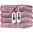 thumbnail image 3 of SUNNY HEAT Electric Heated Blanket Flannel 90" x 100" King Size-4 Heating Settings & 10 Hours Auto Off, Cozy Machine Washable-Purple, 3 of 7