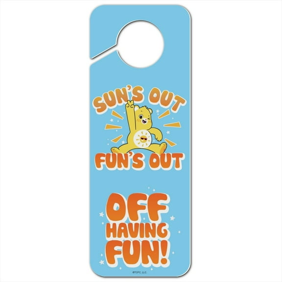 Care Bears: Unlock the Magic Sun's Out Fun's Out Plastic Door Knob Hanger Sign
