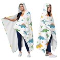 thumbnail image 2 of Wearable Blanket,Colorful Dinosaurs Cacti Pattern Hooded Wearable Flannel Blanket for Adults & Teens,Winter Poncho Shawl Wrap Cape Cozy Anti-Pill,50"x60", 2 of 5