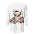 thumbnail image 5 of asdoklhq Christmas Tops for Women's Christmas Printed Round Neck 3/4 Sleeve T-shirt Loose Top Long Sleeve Round Neck Top/Shirt White 2X, 5 of 5