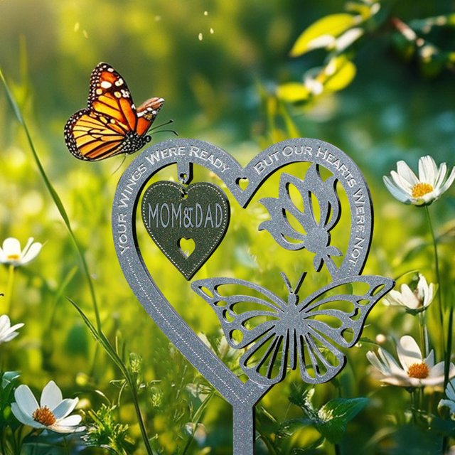 Decoración de tumbas Cementery Garden Memorial Plaque Graveside Metal Stick (mamá papá)