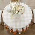 thumbnail image 4 of Fall Round Tablecloth, Thanksgiving Autumn Harvest Pumpkin Buffalo Plaid Table Cloth, Stain Resistant Washable Table Cover for Party/Dining/Holiday- Orange Checkered, 70 Inch, 4 of 6