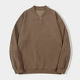 thumbnail image 2 of Mens Oversized V-Neck Sweatshirt Long Sleeve Solid Color Loose Sweaters Fashion Fall Casual Pullover Top for Men (Coffee 3XL), 2 of 6